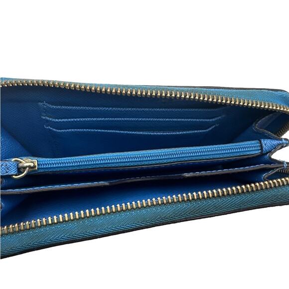 Michael Kors Blue Zip Around Wallet - Picture 5 of 8